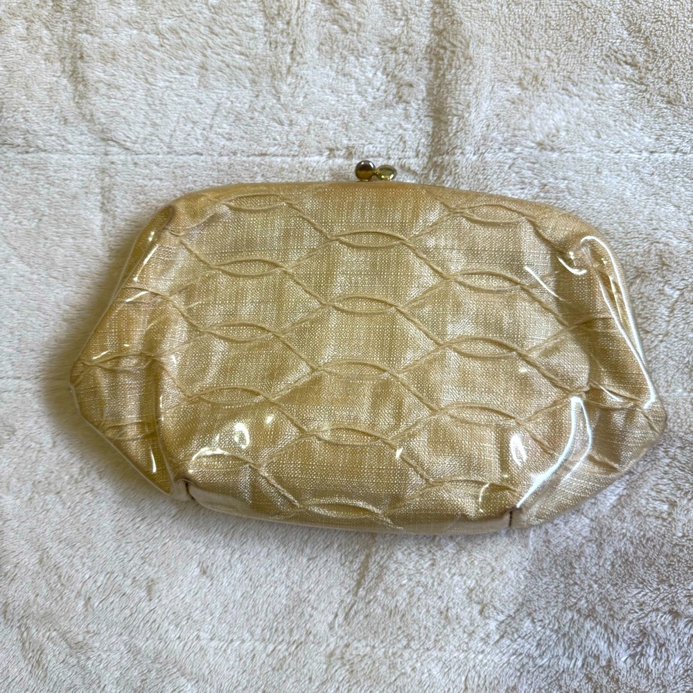Vintage Gold Tone Change Coin Purse Pouch Kiss Lock Clasp